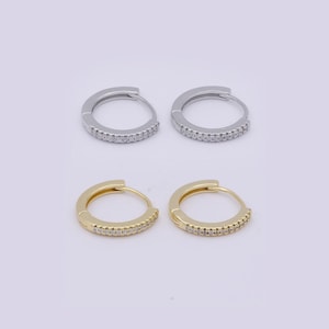 Minimalist cz huggie hoop earrings, dainty round huggie earrings, minimal cartilage huggie hoop earrings 14k gold filled earring
