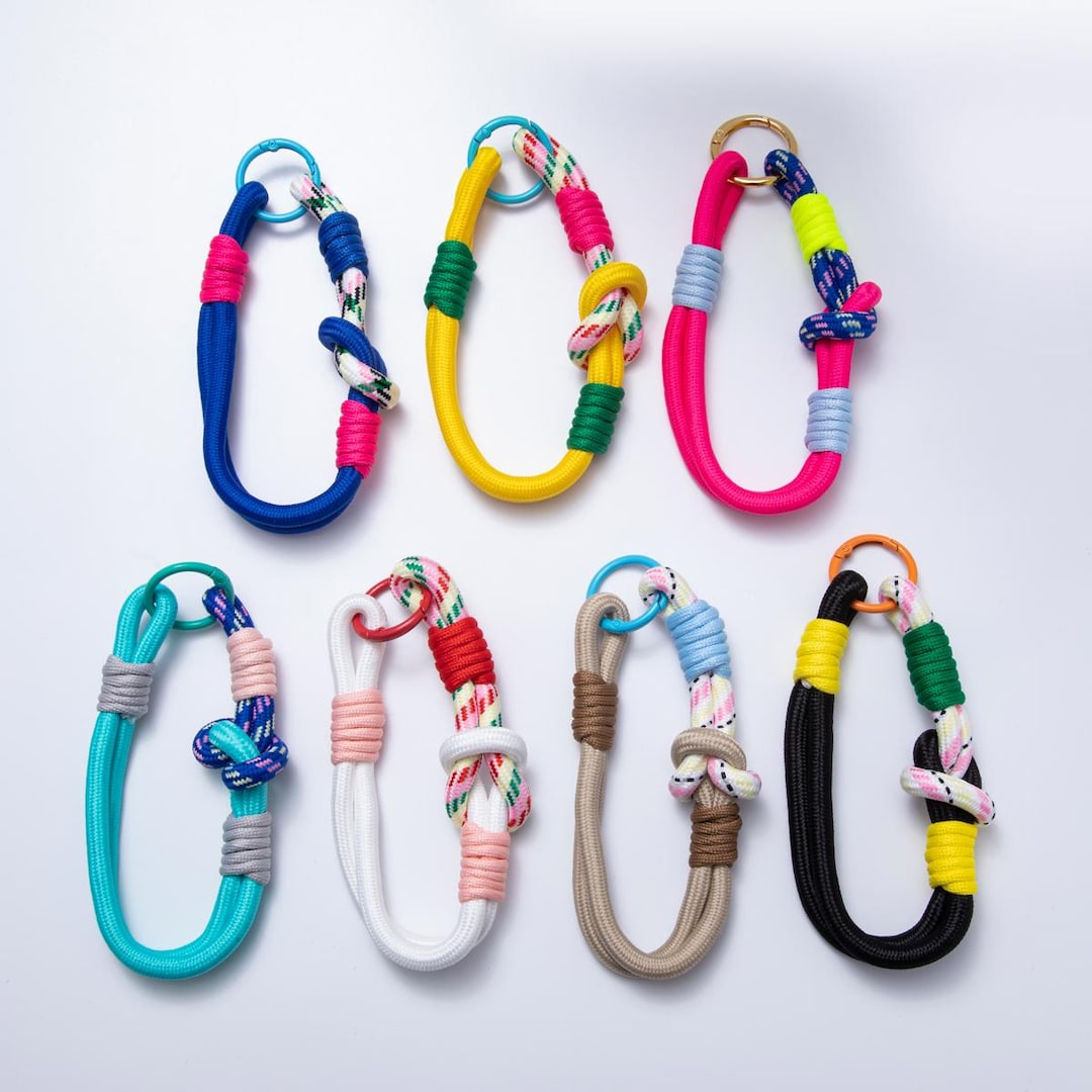 Gate Key Chain Handmade Multicolor Knot Cord Chain Phone Strap Push Gate Keychain ...