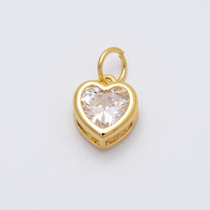 16k guldfylld hjärtberlock fasetterad CZ-bezel romantiska smycken gör-det-själv-tillbehör för specialdesignat halsband och armband | CHARMS-00470