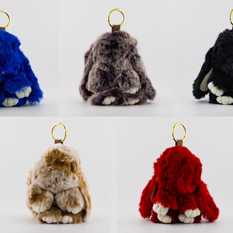 Fluffy Bunny Keychain - Etsy
