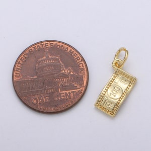 1x billet de 100 dollars argent charme 24k or charme Fortune pendentif charme, porte-bonheur, bonheur pour bijoux de bricolage, couleur or, CHGF-2030 image 3