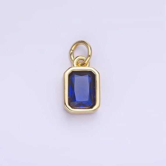 24k Gold Filled Square Multifaceted Cubic Zirconia Stone
