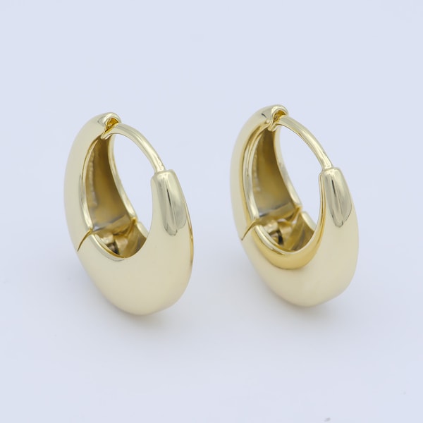 Chunky Gold Hoop, Bold Thick Gold Hoop, Lightweight Gold Chunky Earring, Thick Gold Earring, Hypoallergenic Sensitive Ears