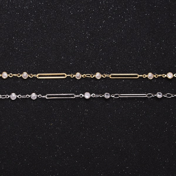 Fine Gold Filled Chain Round Bezel Cut Chain by Yard Paper Clip Chain Wholesale Unfinished Chain for Jewelry Making Roll-1329