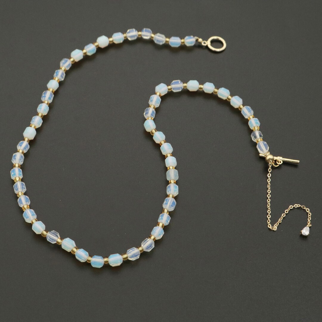 White Opal Bead Necklace 5.6mm Beads Mini Opal Stone Bead Etsy