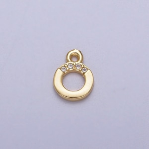 Mini round cz pendant 6mm round open clear micro paved cz gold charm | c856