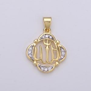 2 Tone Color Pendant in 24k Gold  Jewelry Allah Pendant Micro Pave CalligraphyPendant Necklace for Muslim Islam Religious Jewelry 1793