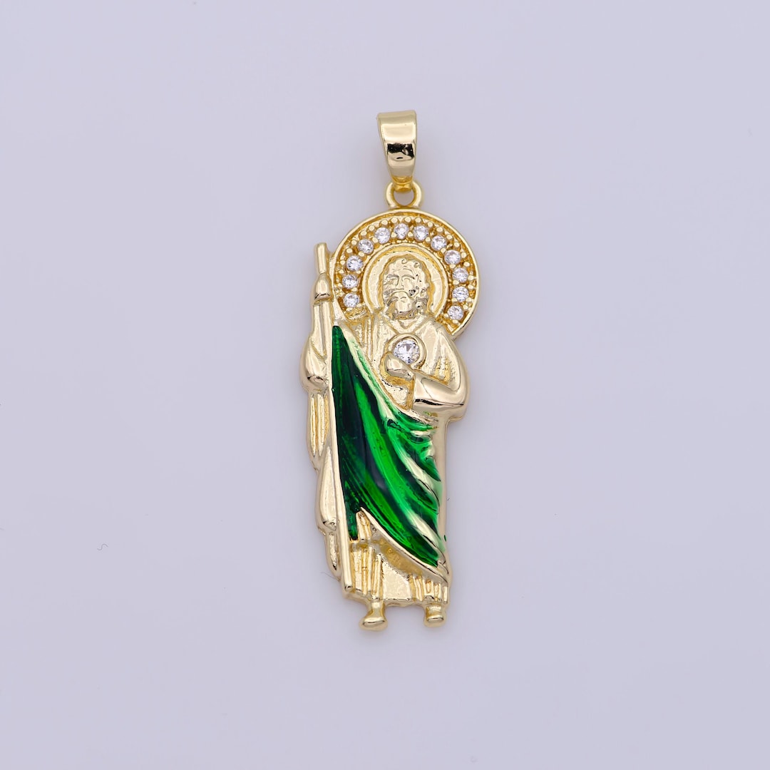 14k Gold Filled Saint Jude Pendant Hope Saint Religious Charm Necklace ...