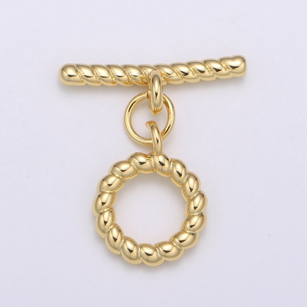 1 Set 10,6 mm Gold gedrehte Brezel Knebelverschluss mit Biegering-Gold, für Halskette, Armband, DIY Schmuckherstellung, SUPP-1075