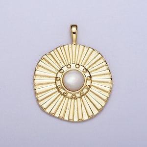 14k gold filled sun charm necklace, celestial necklace pendant gold pearl sun beam mother of pearl charm necklace sunburst charm h327