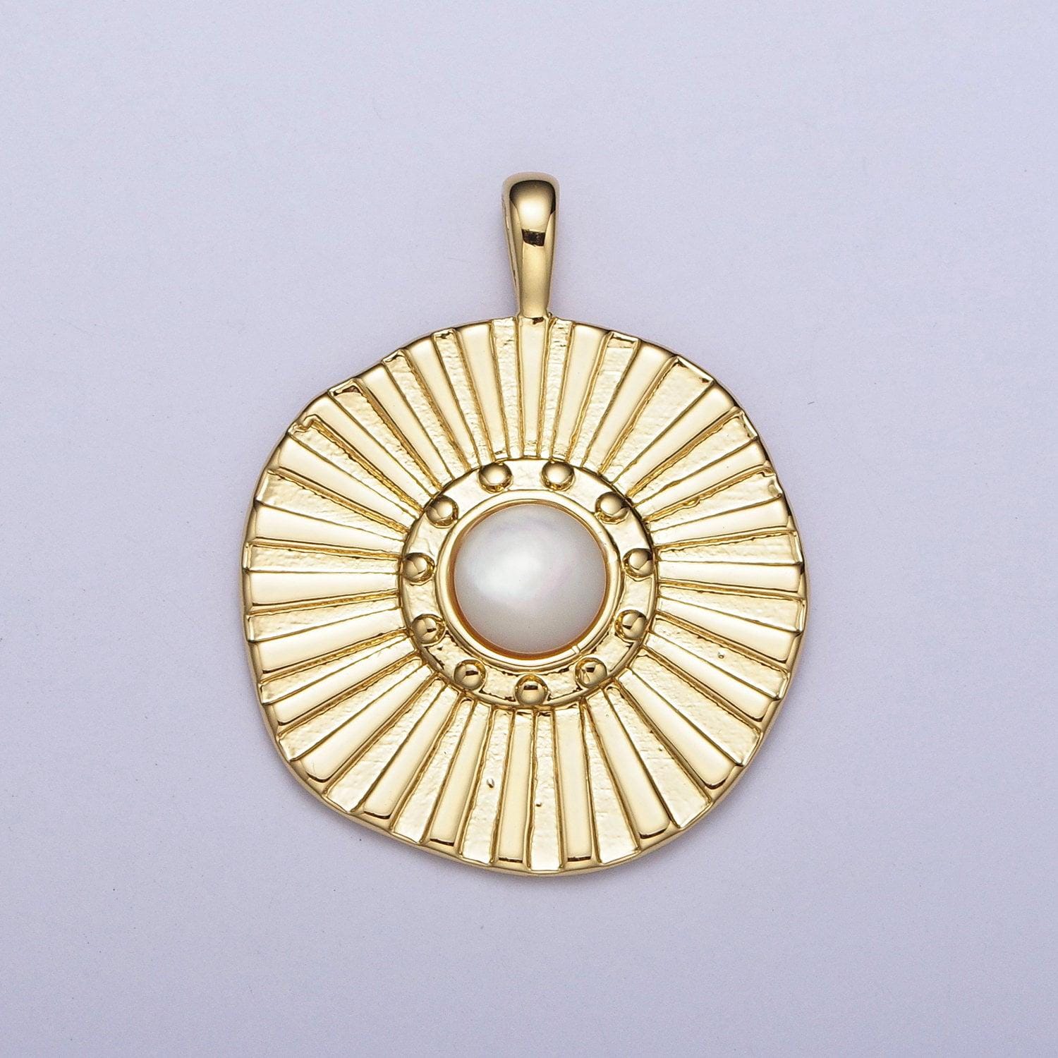 14k gold filled sun charm necklace, celestial necklace pendant gold pearl sun beam mother of pearl charm necklace sunburst charm h327