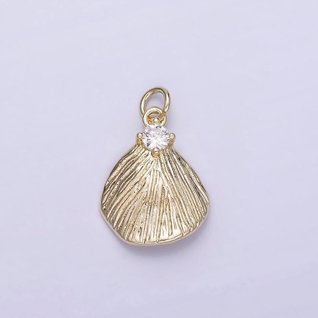 Mini Gold Textured Ocean Clam Shell Charm | Ag728 - Etsy