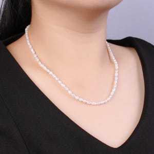Dainty fresh water seed pearl necklace, layering necklace, gold necklace, beaded necklace, minimalist bridesmaid gift, wedding jewellery