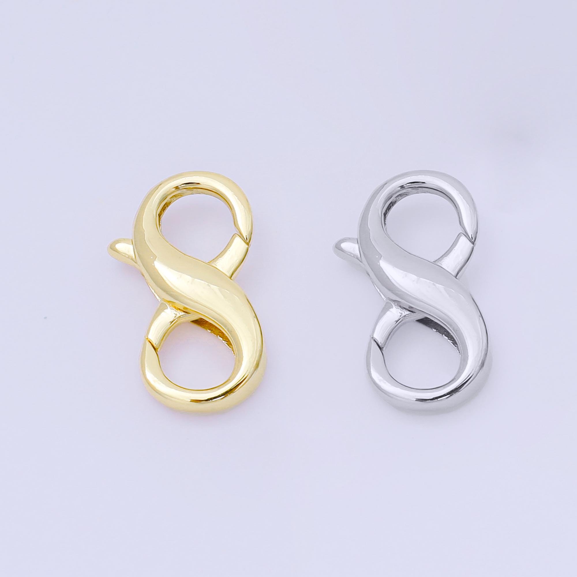 Large STERLING SILVER Lobster Claw Clasp - Figure 8 Closure With Ring
