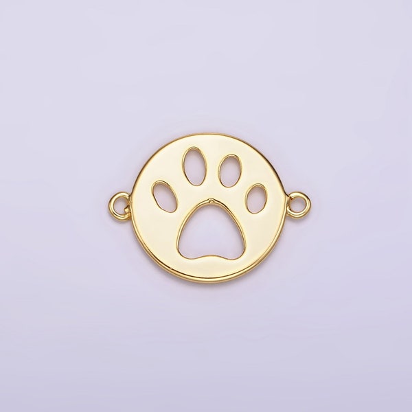 14K Gold Filled 12mm Pawprint Animal Pet Round Open Connector | G803