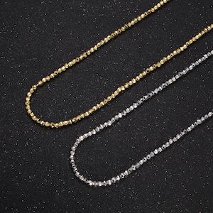 Dainty Gold Faceted Silver Disco Ball Bead Necklace Beaded Shiny Ball Necklace 17.5 inch For women WA1566
