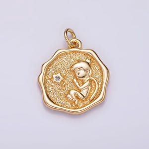 14k gold filled little prince star cz hammered wavy stamped charm | ag421