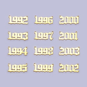 Gold Filled Birth Year Number Charm Connector Birthday Old English Number Link Connector for Personalized Necklace Bracelet Component Y690