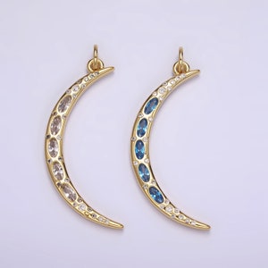 Cubic Moon Pendant, Moon Charm, Jewelry Supplies Dainty Crescent Moon Charm for Celestial Jewelry Making M107
