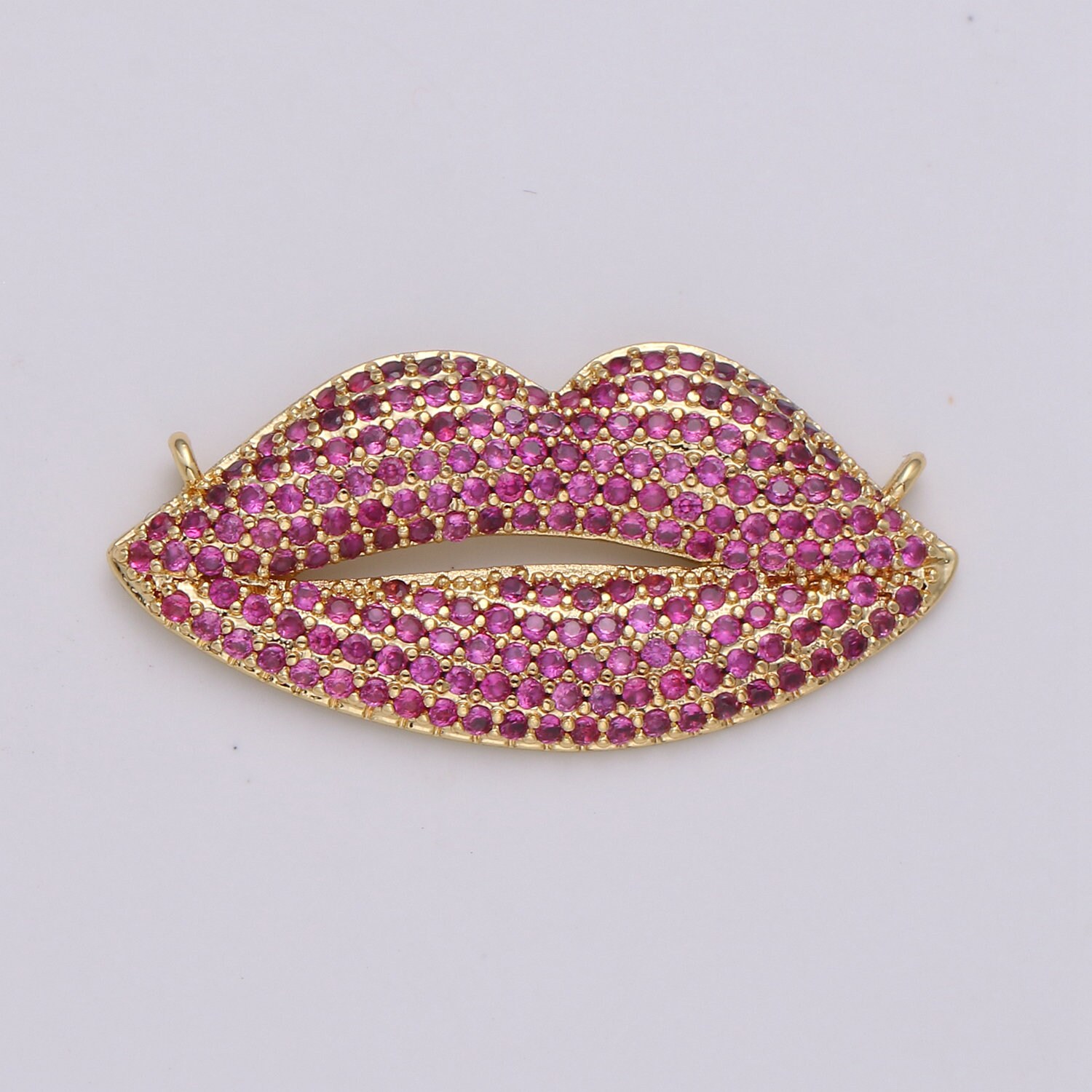 Lips Charm Connector Pave Lips Charms Pendants CZ Lips Etsy