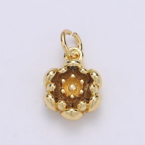 Cherry blossom 24k gold  charm, dainty sakura charm, cherry blossom petite charm, lotus flower charm, jasmine charm, chgf-2040