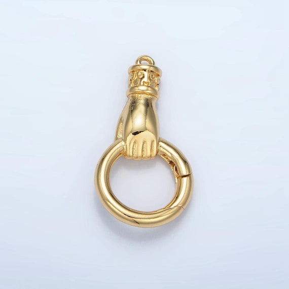 14k gold filled hand enhancer charm holder with spring gate ring for necklace charm supply jewelry making z-00875