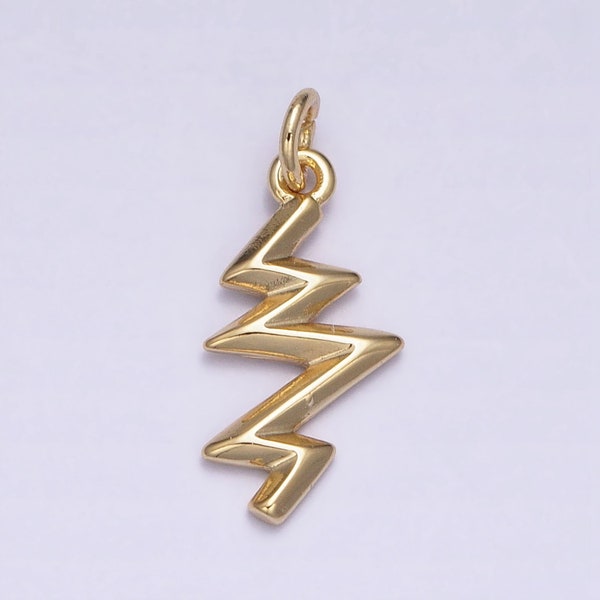 Gold Thunder Charm, Mini Bolt Pendant, Zig Zag Lightning Inspired Wholesale Supplier AC1154