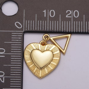 Gold Puffy Heart Charm, Gold Love Heart Charms For Bracelet Necklace Earing Triangle Bail Jewelry Making Supplies M-889 image 2