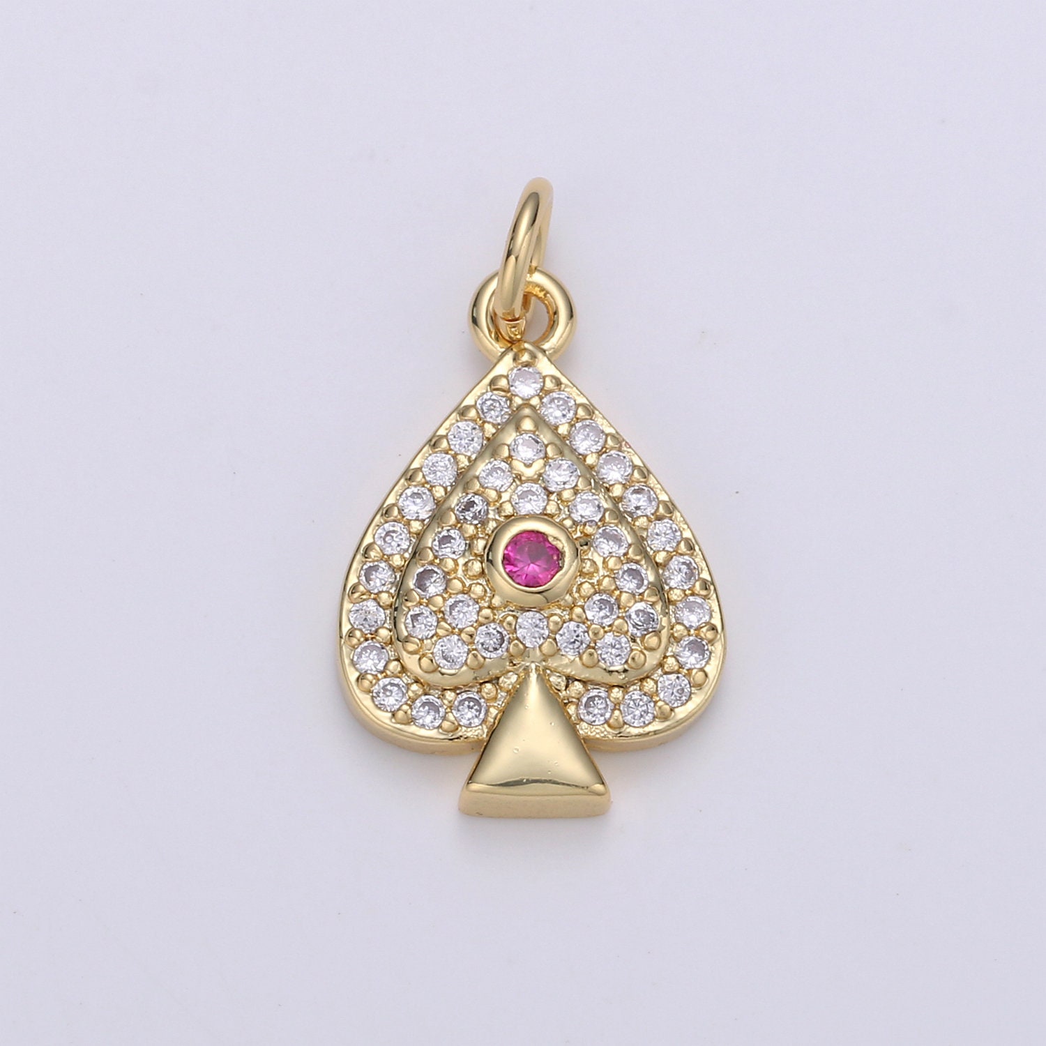 14k Gold Spade Charm ACE of Spades Tiny Spade Pendant Poker Etsy