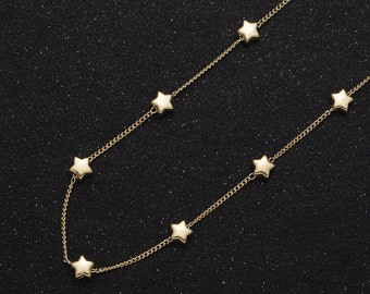 Unfinished Gold Stars Beaded Satellite Chain by Yard, 24K Gold Plated CCB Wholesale Bulk Satellite Roll Chain | ROLL-837