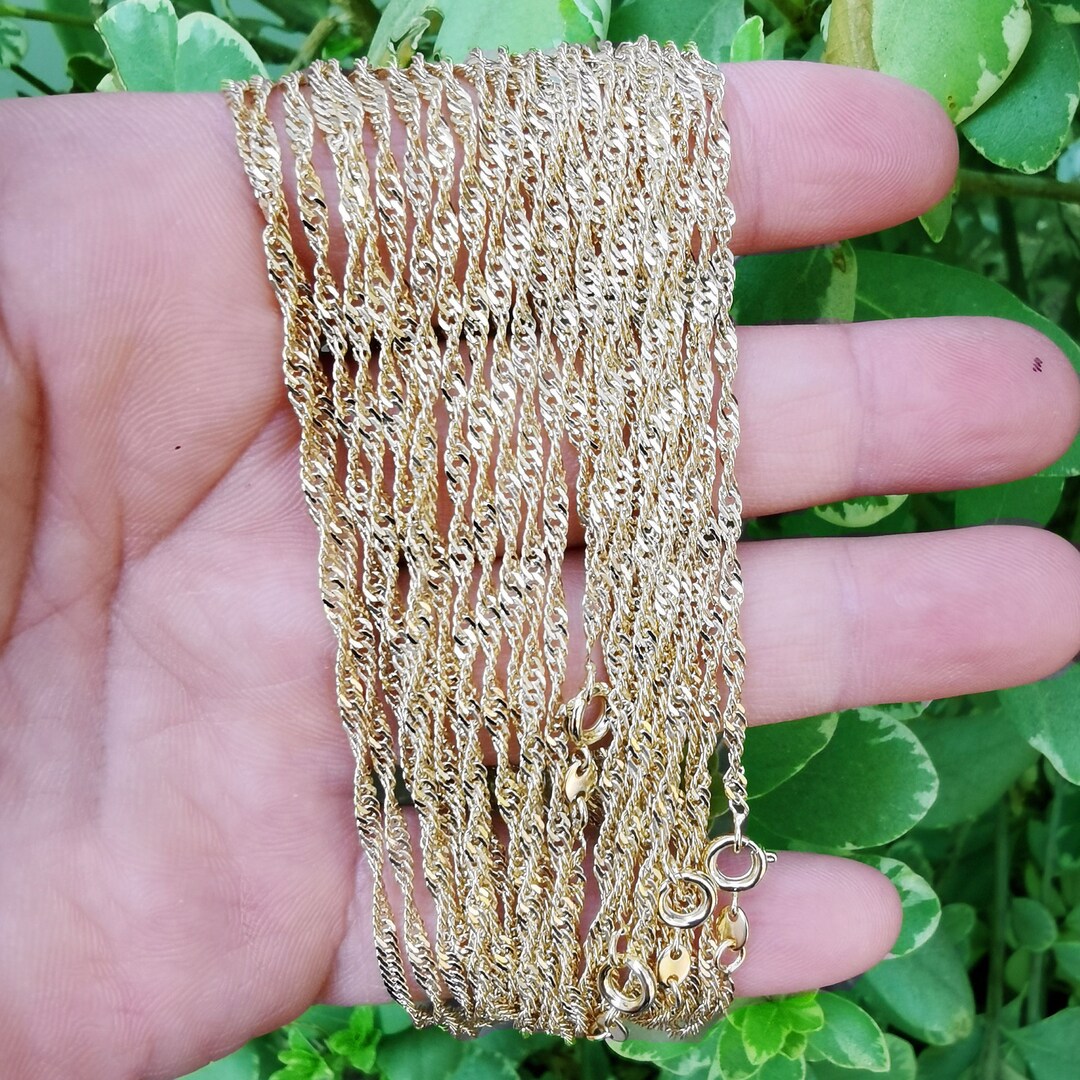 14k Gold Filled Singapore Twist Chain Necklace, Gold Filled Rope Chain