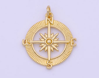 Dainty Compass Charm, Gold Compass Pendant, North Star Charm, Travel Charms, Nautical Charms for Bracelet Earring Necklace D-573