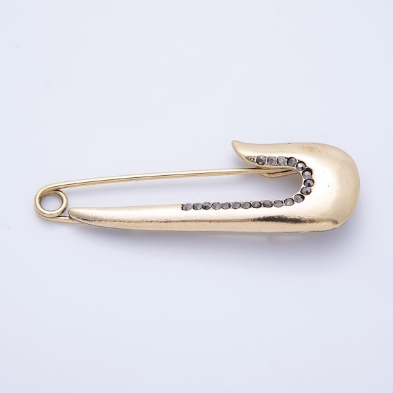 75.9mm  Style Gold Rhinestone Safety Pin Brooch Elegant Pin Accessory Chic Sweater or Scarf Pin Gift Idea for Her | BH023