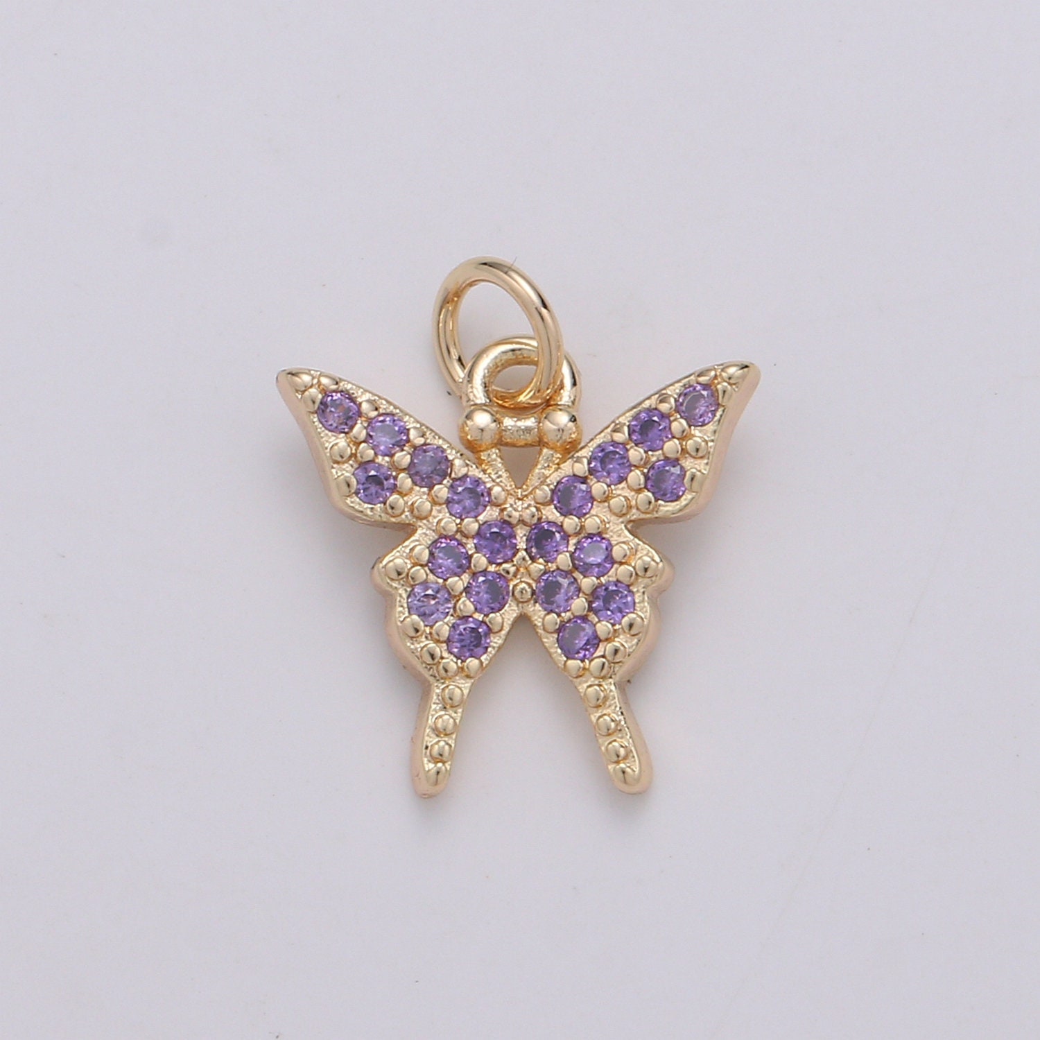 Dainty 18K Gold Plated Micro Pave Monarch Butterfly Charm - Etsy