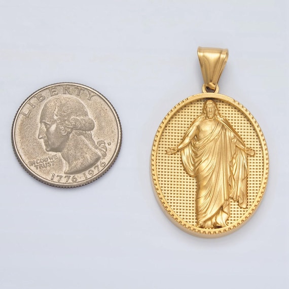 Gold Stainless Steel Resurrected Jesus Pendant Risen Jesus