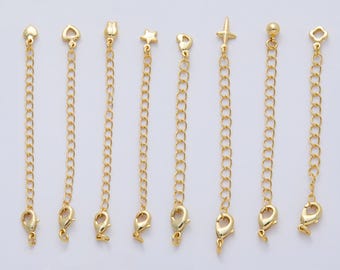 18K Gold Filled Minimalist Lobster Clasps Extender Chain Charm Set Findings DIY Bracelet Necklace Adjustable Jewelry Making | Z1482
