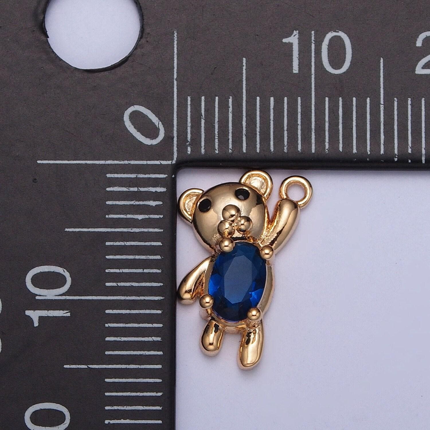 16k Gold Plated Clear/blue Arms up Teddy Bear With Cubic 16k Gold Plated Clear/blue Arms up Teddy Bear With Cubic