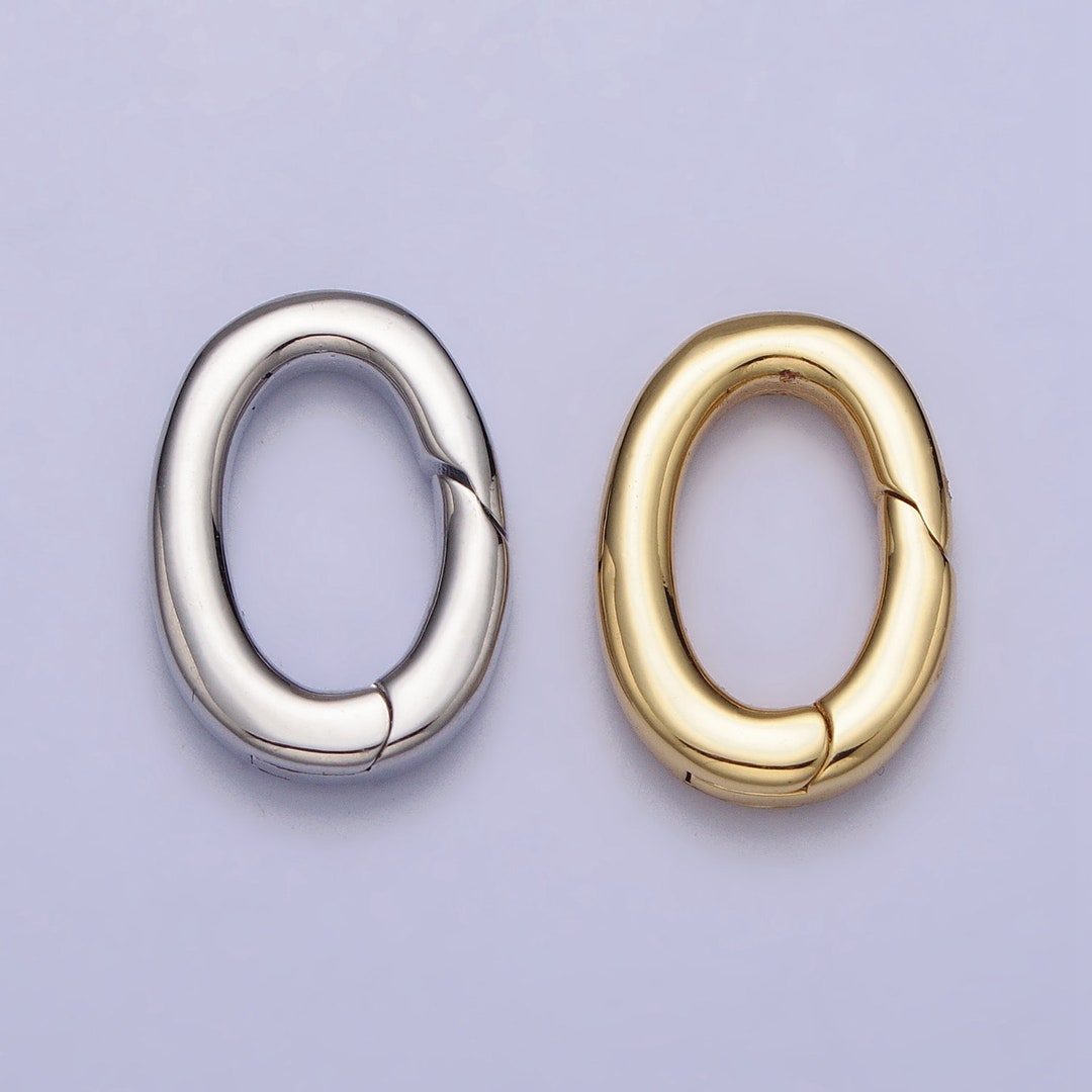 Gate Ring Color Tiny Gold Spring Gate Ring, Push Gate Ring Mini Oval Ring Charm Holder ...