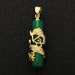 Gold Genuine Green Jade Dragon Pendant Necklace Amulet Cylinder Jade Bar Necklace For Women Men 