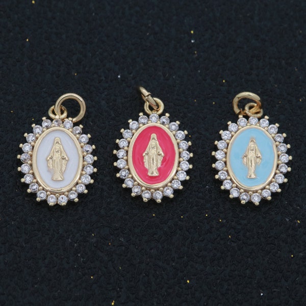 Gold Filled Miraculous Lady Charm Virgin Mary Our Lady of Lourdes,Catholic Religious Bijoux Jewelry for Necklace Bracelet Earring M-607