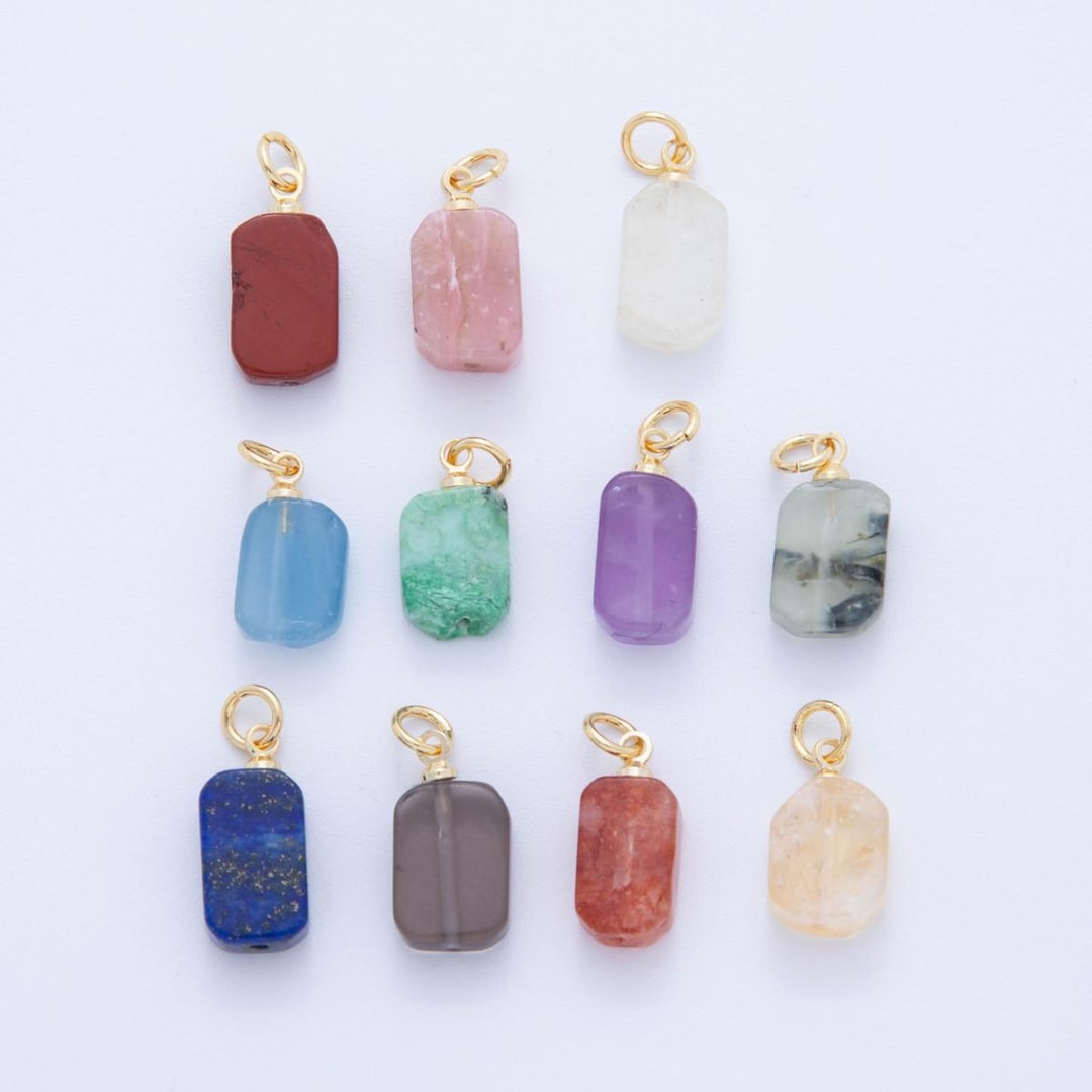 18k Gold Filled Charm Natural Gemstone Amazonite Amethyst Rose