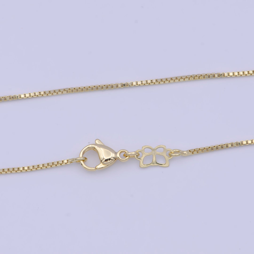 1.0mm Dainty Gold Box Chain Necklace, 14K Gold Filled 18.0 Box Link ...