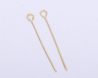 50pcs 2 inch- Jewelry Making Supplies SKU: 204402-2420 Eyepins-Sterling Silver Open Eye Pins- Head Pins 24Ga