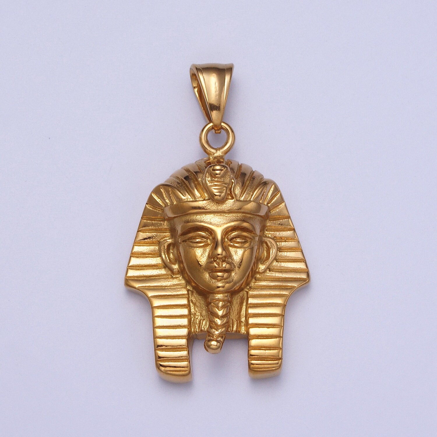 Gold Pharaoh Head Pendant Big Heavy Hard Egyptian King Tut Necklace Charm for Jewelry Making Supply J448