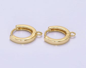 1pair 12 mm dainty gold filled huggie w/ closed link lever back hoop earring making nickel & lead free for earring charm making finding z639