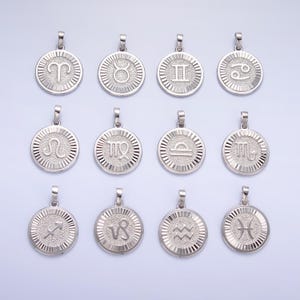 Silver Constellation Charms, Zodiac Star Symbol, Horoscope Charm, Gold Astrological Pendant Medallion Minimalist Jewelry A1301-A1306