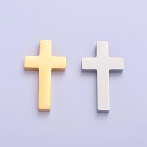 1pc stainless steel gold, silver large minimalist cross spacer bead, for diy jewelry making european charms beaded bracelet | w-839, w-840