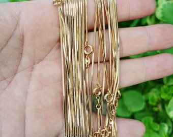 Collar de cadena de espiga delicada - cadena de serpiente llena de oro de 1,1 mm y 14 k - collar de capas de 18 pulgadas listo para usar con cierre de langosta WA1740