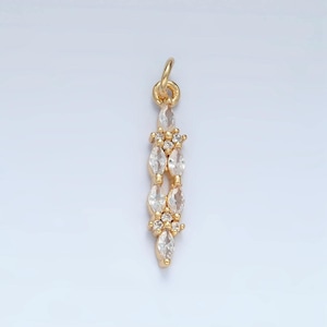 Clear marquise cz linear 24k gold filled charm | m-018