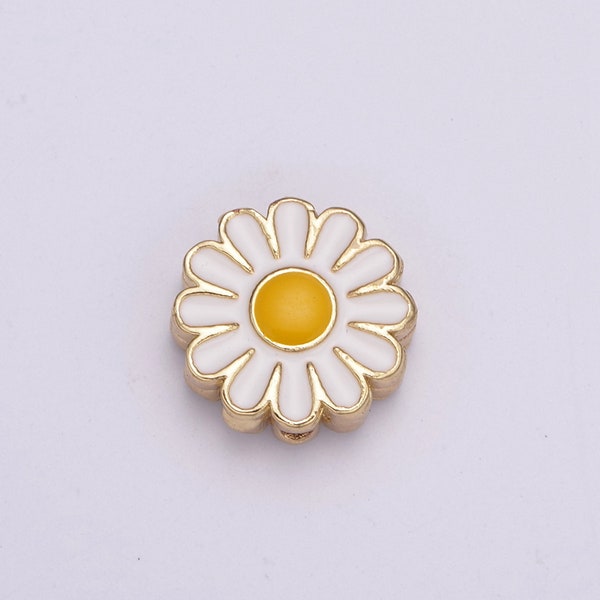 Dainty Daisy Flower Bead Spacer Pretty White Flower Enamel Bead Spacer for Bracelet component